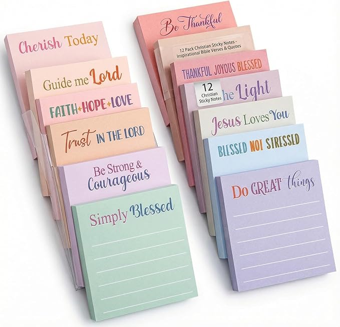Yinder 24 Pcs Inspirational Sticky Notes Thank You Gift Motivational Sticky Note Pad Employee Appreciation Gift Bulk for Staff Coworker Teacher Nurse Office Groups 3 x 3'' (Bible,Aesthetics)