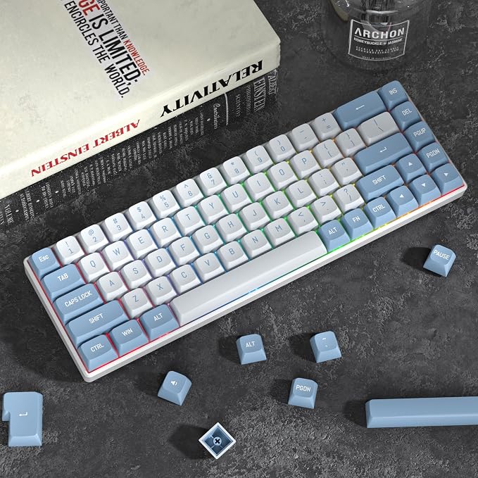 PBT Blue Keycaps 60 Percent with 6.25U Space Bar OEM Profile for Cherry MX Switch Mechanical Gaming Keyboard (CSA-Shoko)