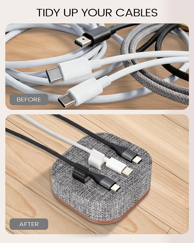 Magnetic Cord Holder, Cable Organizer with 5 Magnetic Clips for Desk & Nightstand Cable Management, Practical Charging Accessory for Home, Office & Gift Giving