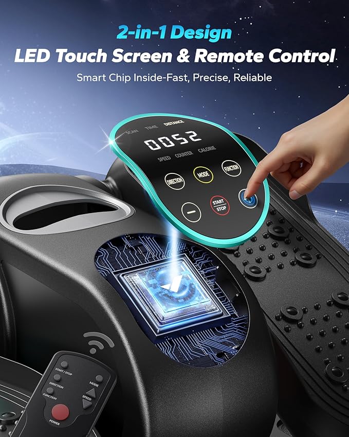 MERACH Under Desk Elliptical Machine, Leg Exerciser While Sitting for Seniors with 12-Speeds & Remote Control, Quiet Portable Electric Seated Pedal Exerciser Machine for Home Office