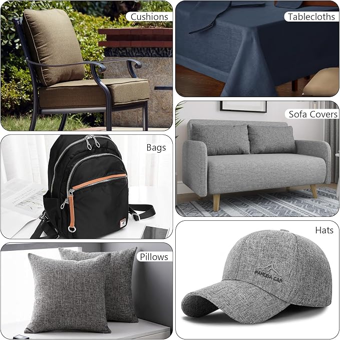 Waterproof Canvas Fabric by The Yard, 58inch 600D Upholstery Fabric Polyester Material Outdoor Water Resistant Material for Sewing Chair Patio Cushion Bag Sofa Seat Repair, 6 Yard Flaxen Grey