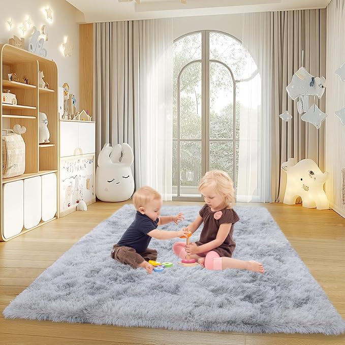 Mugorn Small Soft Shag Rugs for Bedroom, 4x6 Fluffy Area Rugs for Living Room