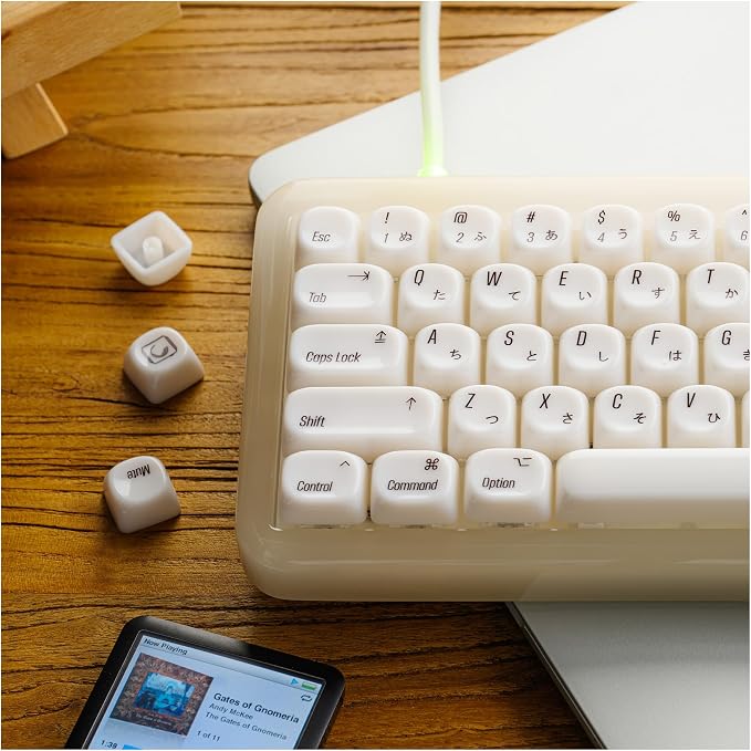 OHY Japanese Keycaps,XVX MOA Profile Minimalist Mac Style Keycap Set, Custom Cute Ceramic-Textured Keycaps for MX Switches Mechanical Keyboard-White Chocolate （Only Keycaps）