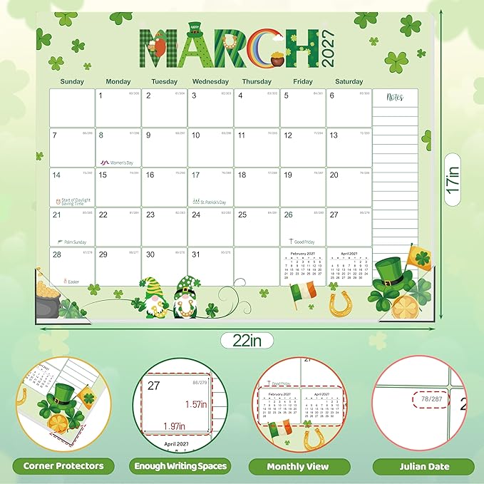 GuassLee Desk Calendar 2026-2027 Large 22" x 17" Desktop/Wall Monthly Calendar 19-Month School Year Planner Covers June 2026 to December 2027 with Julian Date&Notes for Easy Organizing