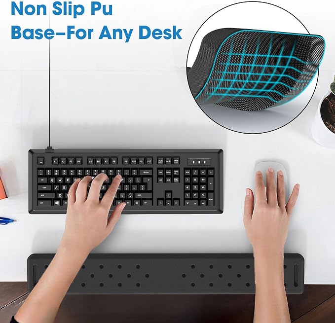 MEKASS L-Shaped Desk Long Elbow Pad for Desk, Memory Foam Elbow Support Padding with Non-Slip, Ergonomic Desk Edge Cushion, Wrist Comfort Support for Office Home (Dimpled Texture)