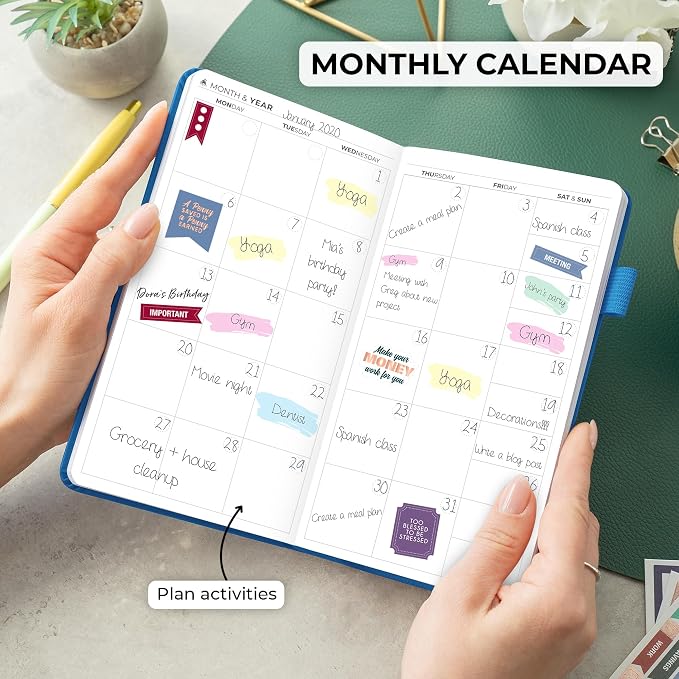 Clever Fox Pocket Planner Weekly – Undated Monthly Goal Planner and Calendar, Mini Planner Perfect for Purse, 3.7x6.7" (Mystic Blue)