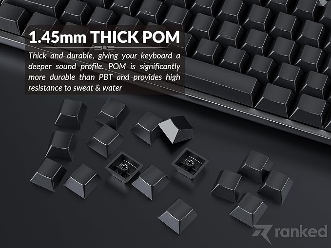 Ranked POM Jelly Premium Keycap Set | 1.45 mm Thick POM | Cherry Profile for Custom Mechanical Keyboard (Black Ink, 169 Keys)