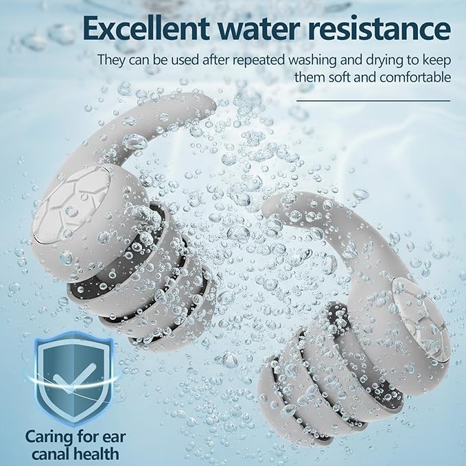Noise Cancelling Ear Plugs for Sleeping - Grey Comfortable Reusable Silicone Earplugs for Sleep 24dB Noise Reduction Snoring and Studying Travel Concerts Hearing Protection with 3Tips and Storage Box