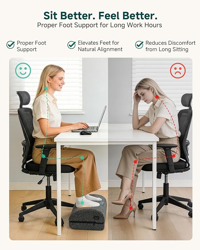 Snailax Footrest Massager with Adjustable Vibrating Heat, Ergonomic Footrest for Desk & Office, Foot Massager for Relaxation, Product for Office Workers, Fathers Day Gift for Dad