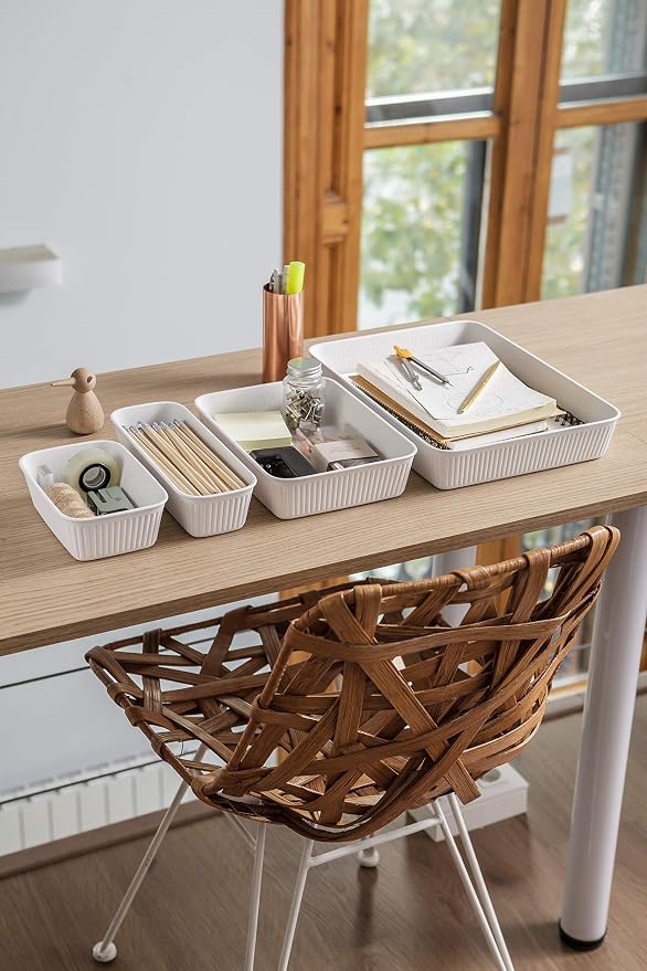 TATAY Storage Basket Baobab Drawer Organisation Elegant Functional Design | Storage Basket Household | Dimensions 9x24x5.6 cm | BPA-Free Material | Home and Office Organisation, Grey
