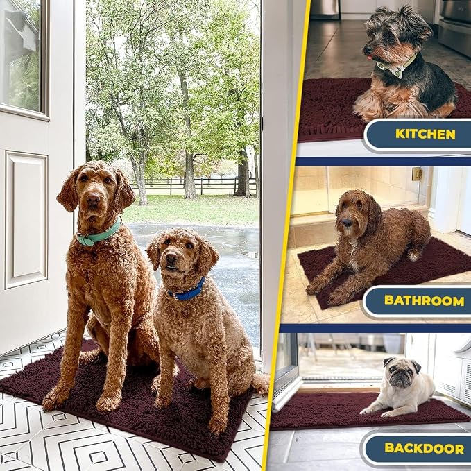 Muddy Mat® | Super Absorbent Door Mat Indoor, Microfiber Quick Dry Chenille Entryway Rug, Non-Slip Front Door Mat, Indoor Mats for Entryway, Machine Washable Pet Rug, Rust 20" x 48"