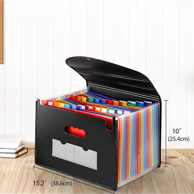 Large Accordion File Organizer, 24 Pockets Legal File Folder, Expanding File Folder for Legal/Letter/A4 Size Papers, Receipt, Bills, Important Documents