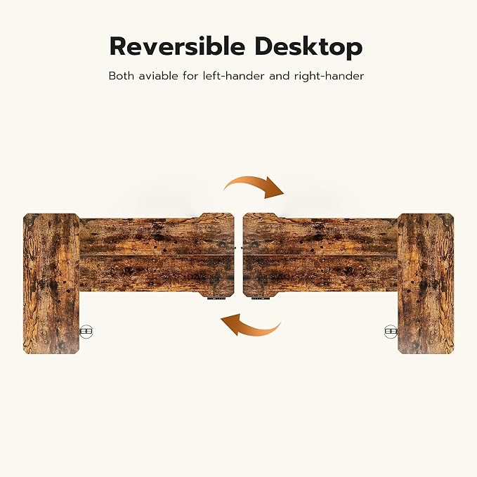 Acrolix L Shaped Electric Standing Desk - 59x40 Inch Reversible Corner Sit Stand Desk with Hook&Cup Holder,Electric Height Adjustable Table,for Home Office Gaming Computer Desk, Rustic Brown