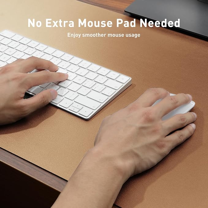 Aothia Faux Leather Desk Mat, Waterproof Desk Pad (Khaki, 23.6" x 13.7") | One large surface for your keyboard, laptop and mouse, reducing desktop clutter without a separate mouse pad