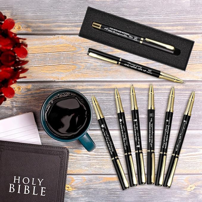Lincia 20 Sets Christian Gift Bible Verse Ballpoint Pen Bulk Engraved Inspirational Quotes with Boxes Religious Pen Grandparent Day Appreciation Gift Pastor Clergy Men Church Sunday School Prayer