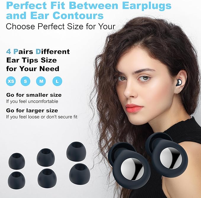 Ear Plugs for Sleeping Noise Cancelling, Reusable Silicone Earplugs for Sleeping, Noise Reduction, Deep Focus, Travel, High Fidelity Flexible Fit Hearing Protection, 30dB Noise Reduction