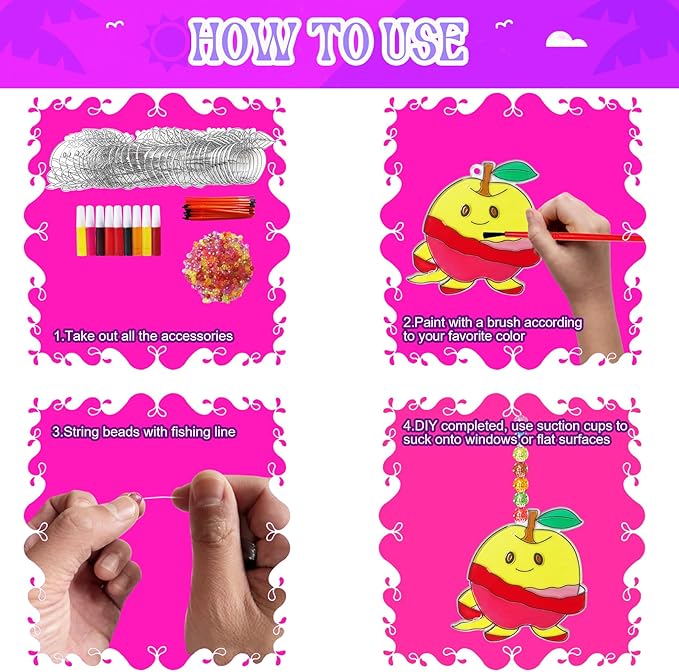 Ayhuhra 30 Sets Apple Suncatche Craft Kits Blank Back to School Sun Catcher DIY Window Paint Art Sets for First Day of School Supplies Home Party Activities Art Project
