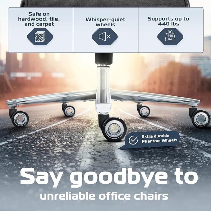 PowerSeat Ergonomic Office Chair Comfy [#1 in Tests] Swivel Chair | Ergonomic Chair with Breathable Mesh Back | Computer Chair with wheels | Home Office Desk Chair with 2D Headrest | For 440lbs