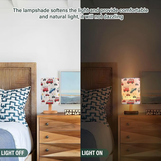 Fire Truck Police Ambulance Car Table Lamp for Bedroom Bedside Lamp Desk Lamps Cylinder Nightstand Lamp for Living Room Office Decor