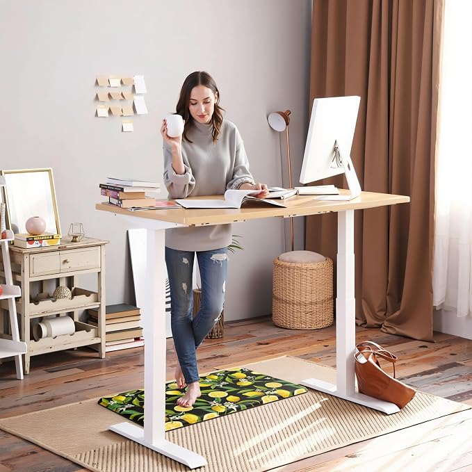 Lemon Kitchen Decor Kitchen Mat, Cushioned Anti Fatigue, Non-Slip | Lemon Pattern,Cushioned Comfort,Non-Slip Backing,Waterproof Surface,Soft Underfoot,Easy Clean,Kitchen Sink,Laundry