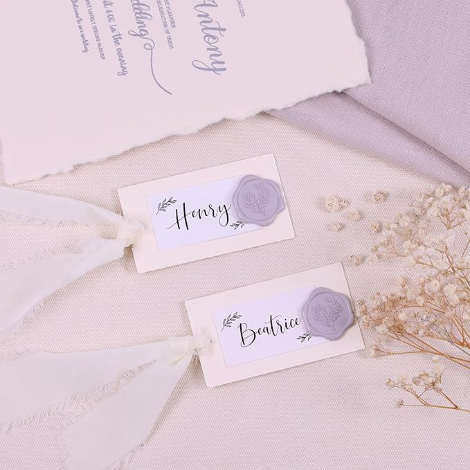 UNIQOOO Wax Seal Stickers - Eucalyptus Wedding Invitation Envelope Seal Stickers, 50 Pcs Self- Adhesive Mauve Stickers, Perfect for Invitation, Christmas, Gift Wrapping, Party