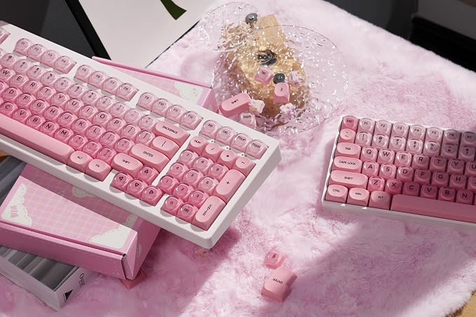 ZORNHER ZH980 Foundation Mechanical Keyboard,95% Pink& White Creamy Keyboard with Number Pad,Cute Jelly MOA Profile Keycaps,Creamy Sounding Linear Switches,Hot-Swappable,RGB Backlit