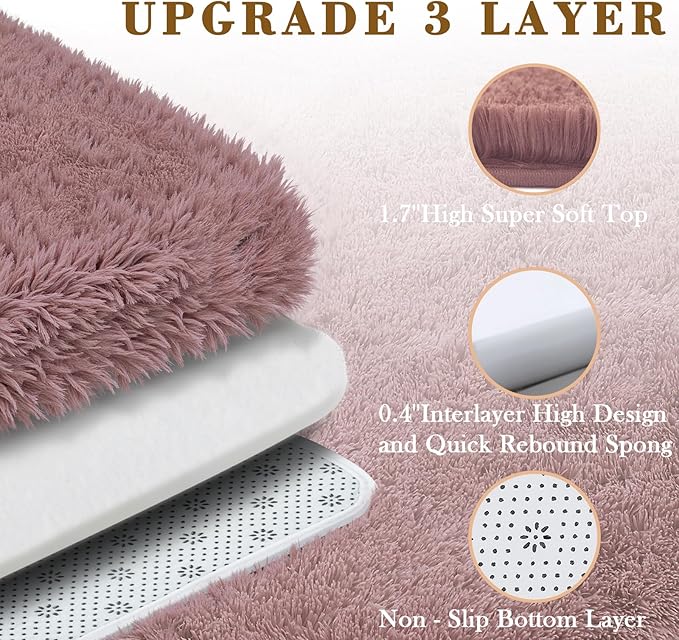 Rugs for Bedroom 4x6, Alfombras para Salas Shag Plush Soft Area Rug, Shaggy Carpets for Livingroom,Home Decor Aesthetic(Blush, 4 x 6)