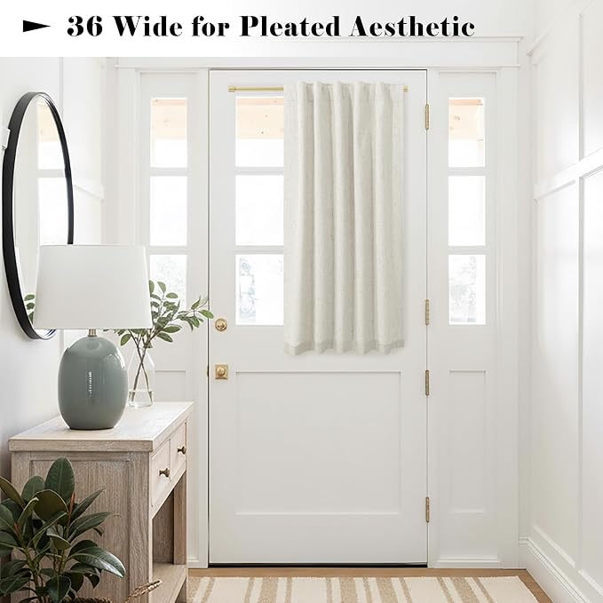 KOUFALL Linen Half French Door Curtains for Window Set of 2 Blackout Short 40 Inch Length Privacy Small Curtains for Front Back Door Glass Window Kitchen