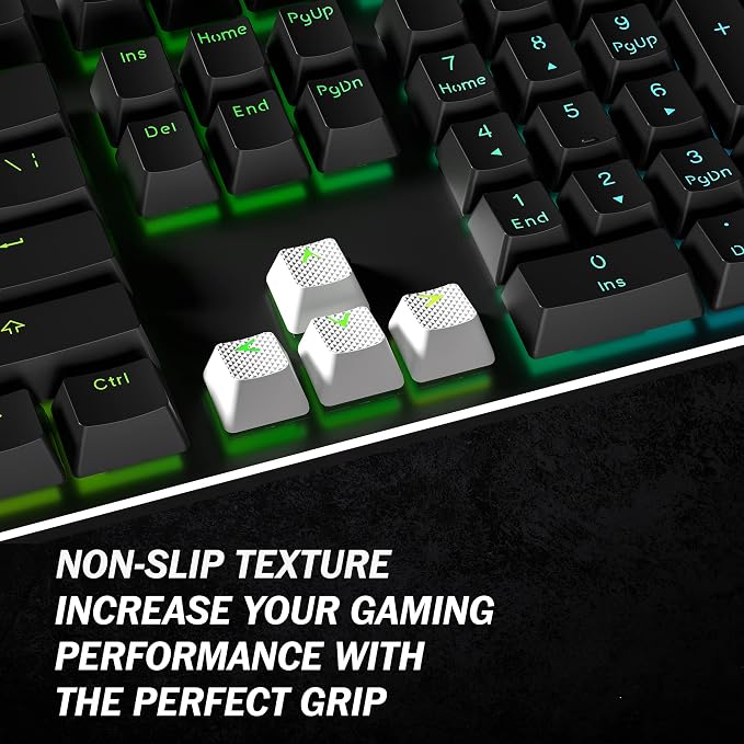 HK Gaming Rubber Keycaps Set | Anti-Slip Texture | Doubleshot Backlit Keycap Set | 23 Keys OEM Profile Key Set | for Mechanical Keyboard | Compatible with Cherry MX, Gateron, Kailh | White