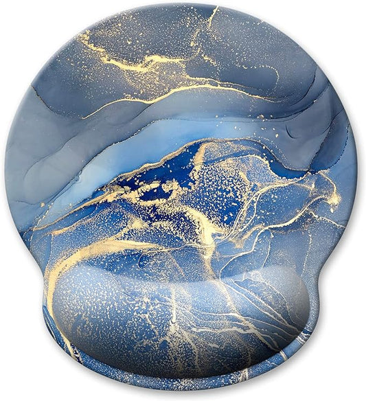 Ergonomic Mouse Pad with Wrist Support, Marble Style Memory Foam Wrist Rest Mouse Pads, Cute Computer Laptop Office Accessories Decor, Pain Relief Mousepad for Gaming Work Men Women, Gray