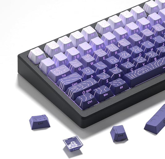 dagaladoo Lavender Purple keycap Sets,Line Backlit,Shine Through Keyboard Key caps,Side Printed,Cherry Profile keycaps for Mechanical Keyboard, Compatible with ANSI/ISO,TKL, Full-Sized Layout