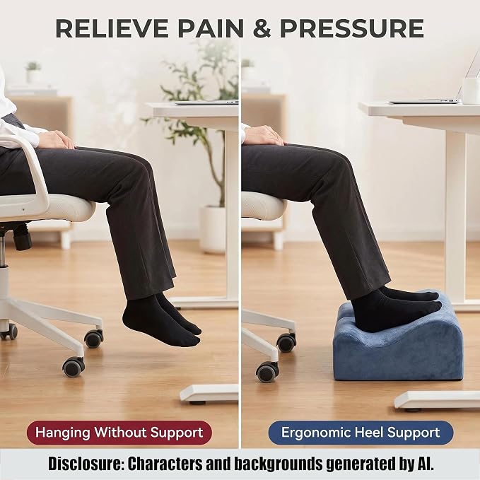Foot Rest for Under Desk at Work,At Work Soft Ergonomic Footrest,Support Foot Pillow,Heel Chair,Leg Elevation Pillow,(Blue)