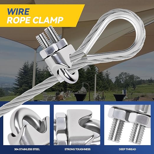24 Pcs 5/16 inch Wire Rope Clips,Wire Rope Clamp,Cable Clamp | 304 Stainless Steel Smooth Rods for Industry, Metal Working Hobbies and DIY Craft