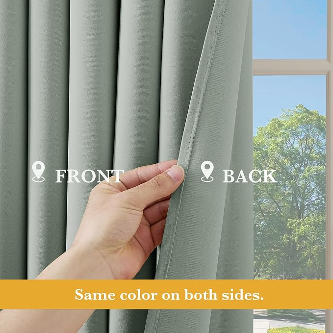 RYB HOME Blackout Thermal Insulated Curtains, Portable Curtain for Sliding Glass Door/Storage/Space Room Divider, Large Window Treatment Room Divider Panel, W80 x L84, Sage Green, 1 Panel
