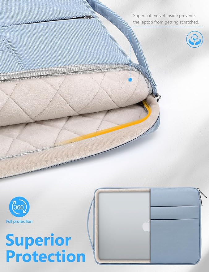 HYZUO 14-15 Inch Laptop Sleeve Bag for MacBook Air 15 M5 A3448 M4 M3 M2 2026-2023, MacBook Pro 15, 15" Surface Laptop, XPS 14/15 Plus, Notebook Case for 14" HP Dell Lenovo Asus Acer, Pale Blue