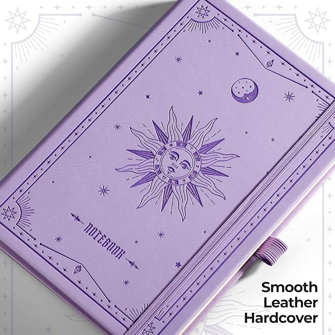 EMSHOI Graph Paper Notebook - 320 Pages, A5 Hardcover Leather, 100gsm Thick Paper, Square Grid Notebook for Women Men Work School Math Writing, Graphing, Engineering, 5.75 x 8.38, Light Purple