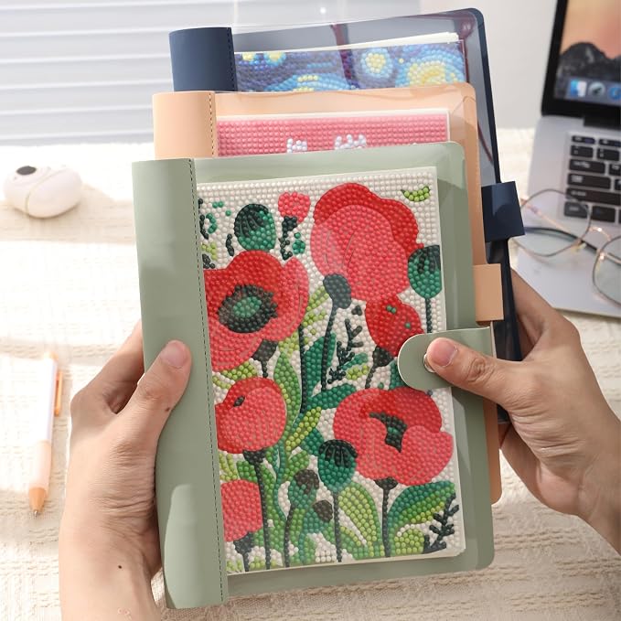 Party Ready DIY Diamond Art Journal Binder Book Cover Kit – Diamond Painting DIY Cover, Sparkling Rhinestone Mosaic Craft Project, Handmade Bling Journal for Adults & Teens (Spring's Iris)