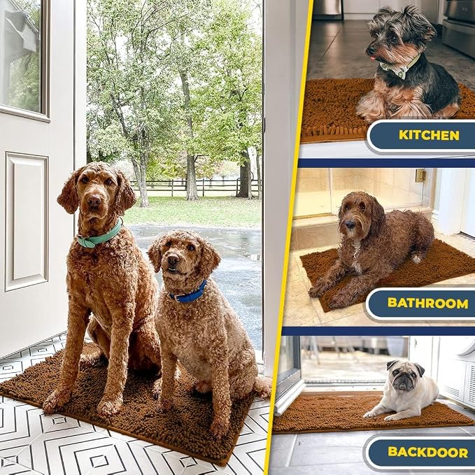 Muddy Mat® | Super Absorbent Door Mat Indoor, Microfiber Quick Dry Chenille Entryway Rug, Non-Slip Front Door Mat, Indoor Mats for Entryway, Machine Washable Pet Rug, Amber 19" x 30"