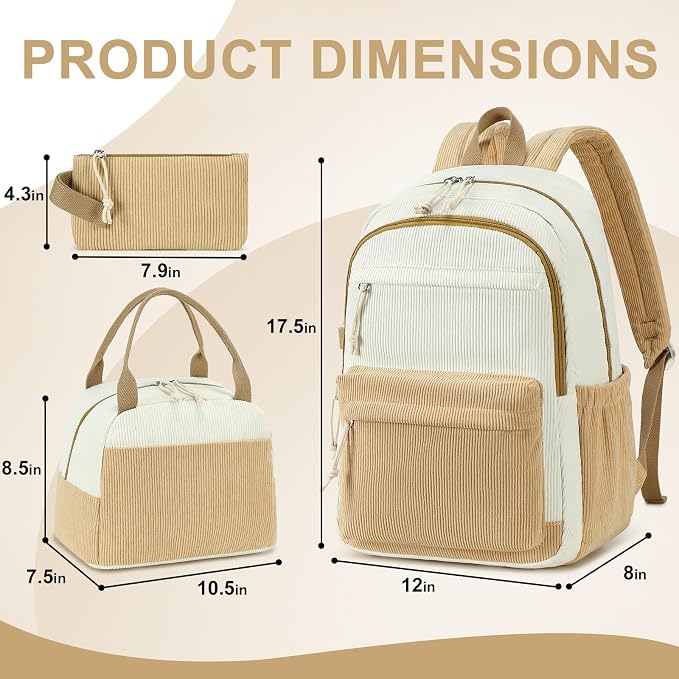Bluboon School Backpack Set Girls Womens Laptop Bookbag Casual Daypack Fits 15 inch Laptop with Lunch Tote Bag and Pencil Bag
