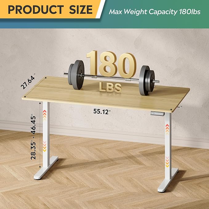DEVAISE 55 Inch Standing Desk with Split Top, Ergonomic Computer Desk, Maple