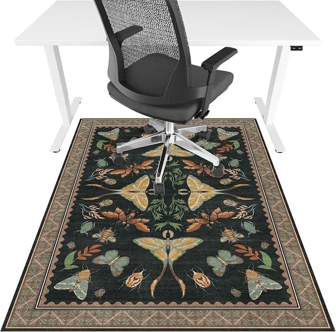 Office Chair Mat for Hardwood Floor & Tile Floor,36"x48"Heavy Duty Desk Chair Mat for Hard Floors, Under Desk Rug for Rolling Computer Chair,Anti Slip,Low Pile Carpet Floor-Colorful Insects