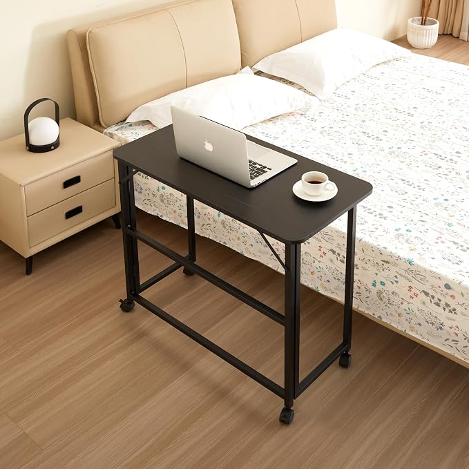 Small Folding Desk 31.5 Inch Foldable Computer Desk for Small Spaces Sturdy Portable Writing Desk for Home Office Study Bedroom Black 80x40cm