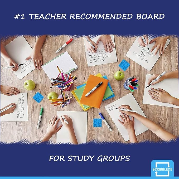 SCRIBBLEDO Small White Board 9x12 Double Sided Dry Erase Personal Board | 9x12 Personal Whiteboard, Premium Masonite Hardboard, Wipes Clean No Ghosting, Students Classroom Home and Office