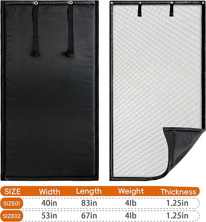 Soundproof Curtains 53" x 67" Acoustic Sound Barrier Dampening Blanket for Doors & Windows, Noise Blocking Blackout Curtain, Use for Recording Studio Home Office,Black