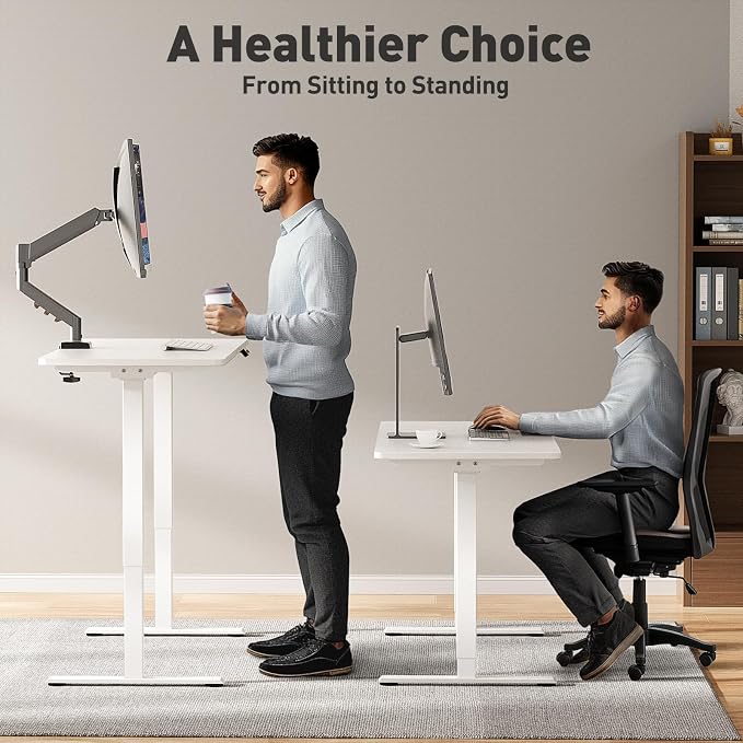 Dual Motor Electric Standing Desk Legs Only, 198lb Load Capacity, Height Adjustable from 27.5" to 46.5", Standing Desk Frame, Sit Stand Desk Base with 4 Memory Presets (White)