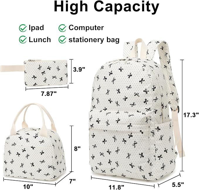 LEDAOU Backpack for Girls School Bag Kids Bookbag Teen Backpack Set Daypack with Lunch Bag and Pencil Case | Kids