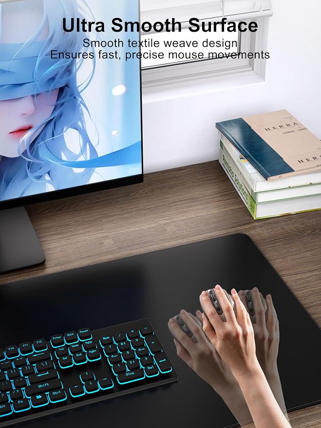 TopMade Mouse Pad with 15W Fast Wireless Charging, 31.5"x15.75" XXL Large Gaming Mousepad, Waterproof Desk Pad, Computer Desk Mat, Black(Includes 20W PD Power Adapter & 6.56ft Woven Cable)