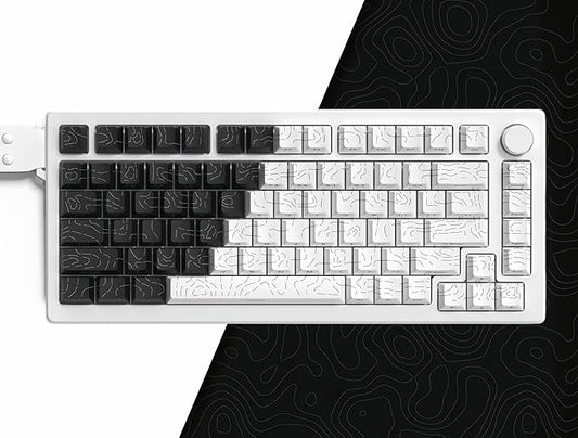 dagaladoo Double Shot PBT keycaps for Mechanical Keyboard,Black/White Topographic Key Board keycaps,Shine Through Custom Key caps,Cherry Profile Key caps for US Layout 60% 75% 100% Keyboard