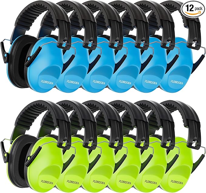Floriogra 12 Pack Noise Canceling Headphones for Kids, Kids Ear Protection Earmuffs for Autism, Toddler, Children, Noise Cancelling Headphones Sound Proof Earmuffs for Concerts, Air Shows, Fireworks