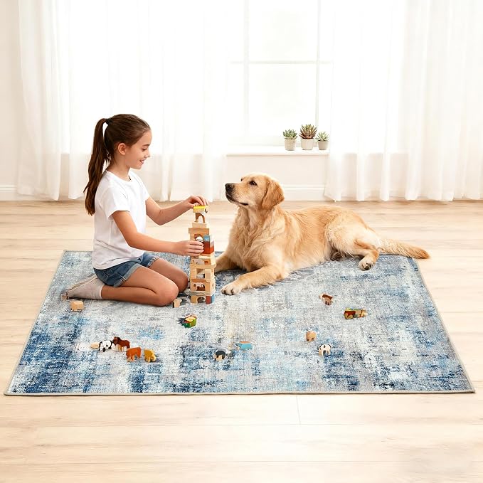 Office Chair Mat for Hardwood Tile Floor, 36"x48"Anti-Slip Under Desk Carpet Protector for Rolling Computer Chair Mat, Machine Washable Office Area Carpet (Chenille,Grey)
